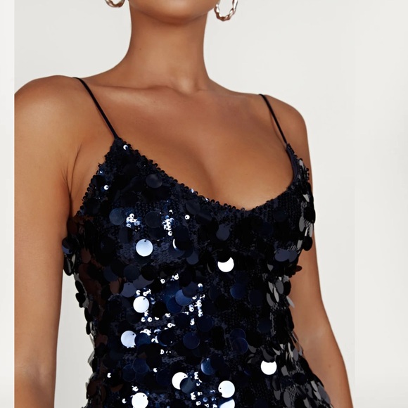 The ROMILY Sequin Mini Dress in Midnight Navy - Picture 6 of 7